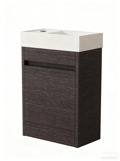 Nurion Toiletmeubel Luca - glanzend wit basin en zwart houten kast - 41 x 22,5 x 65 cm