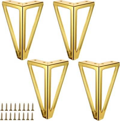 La'Moussawi ® Stijlvolle Gouden Metalen Meubelpoten voor Diverse Meubelstukken, Set van 4, Inclusief Schroeven