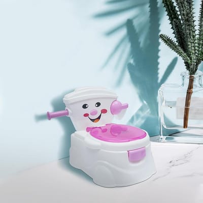 Kinder Toiletbril - Potjestrainer Zindelijk - Kind Zindelijk Maken - Ingebouwde Papierhouder - 36x30 cm - Roze