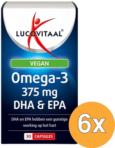 6x Lucovitaal Omega 3 375mg EPA & DHA Vegan (30 capsules)