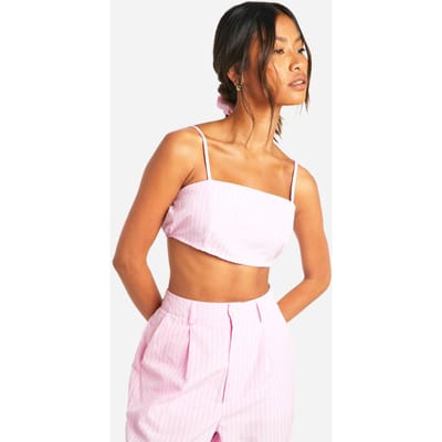 boohoo Dames Gestreepte Bralette en Bijpassende Haar Scrunchie Set | Baby Roze | Maat: 40