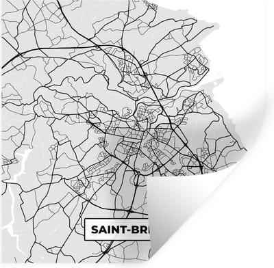 Muurstickers - Sticker Folie - Frankrijk – Plattegrond – Kaart – Saint-Brieuc – Stadskaart - 100x100 cm - Plakfolie - Muurstickers Kinderkamer - Zelfklevend Behang XXL - Zelfklevend behangpapier - Stickerfolie