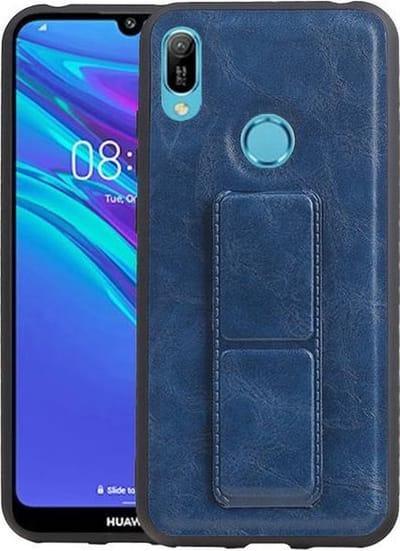 Grip Stand Hardcase Backcover voor Huawei Y6 2019 Blauw
