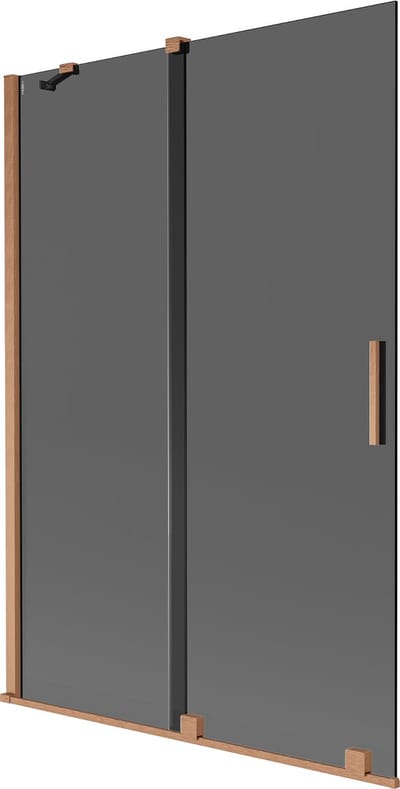 Mexen Velar badwand 2-delige schuif 120 x 150 , grafiet, geborsteld koper - 896-120-000-41-65