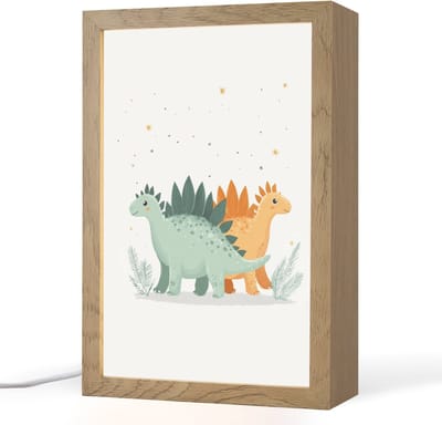 Nachtlampje 20x30 cm - Kinder lampje - Planten - Sterren - Dinosaurussen - Oranje - Tafellamp kinderkamer - Slaapkamer lamp - Bedlamp kinderen - Kinderlampje stopcontact - Wandlamp babykamer - Nachtlampjes