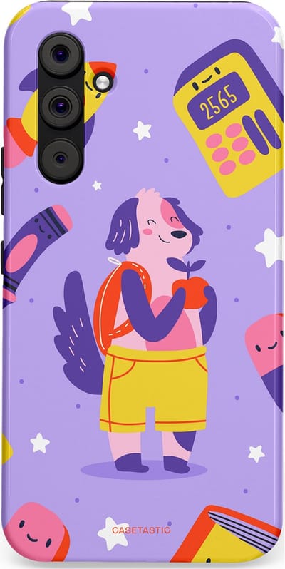 Casetastic hoesje geschikt voor Samsung Galaxy A54 (2023) 5G - Dubbellaagse bescherming - Tussen boeken en sterren - Fashion Case - Lavendel Geel