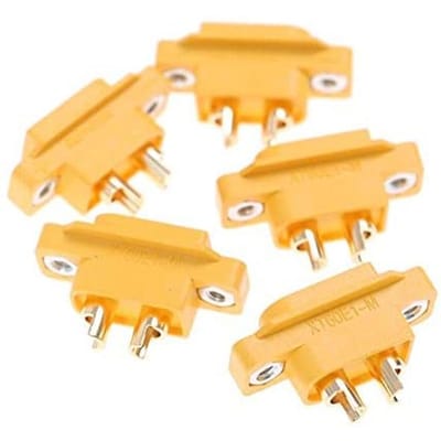XT60E-M Mannelijke Connectoren – 5 stuks | Veilige verbinding voor RC LiPo Batterijen | Hoge kwaliteit voor Drones, Auto-audio – Gele Kunststof geel