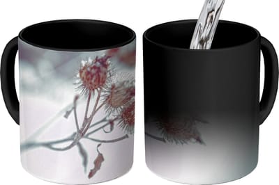 Magische Mok - Foto op Warmte Mokken - Koffiemok - Planten - Winter - Sneeuw - Natuur - Magic Mok - Beker - 350 ML - Theemok