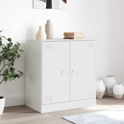 vidaXL - Dressoir - 67x39x73 - cm - staal - wit