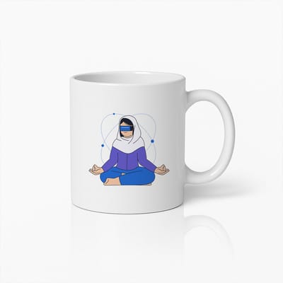Moderne Meditatie Mok met Futuristisch Design – Ontspanning en Mindfulness Koffiebeker