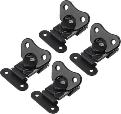 4x Veerbelaste Sluiting met Kniebel Klem - IJzeren Latch voor Koffers & Kratten (Zwart)
