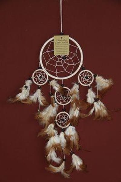 Dromenvanger / Dreamcatcher Ø12cm met kleintjes  - naturel