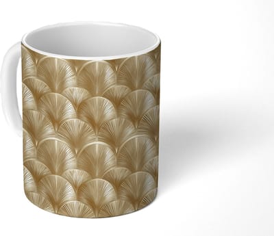 Mok - Koffiemok - Patroon - Waaier - Goud - Mokken - 350 ML - Beker - Koffiemokken - Theemok