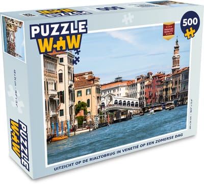 Puzzel Uitzicht op de Rialtobrug in Venetië op een zomerse dag - Legpuzzel - Puzzel 500 stukjes