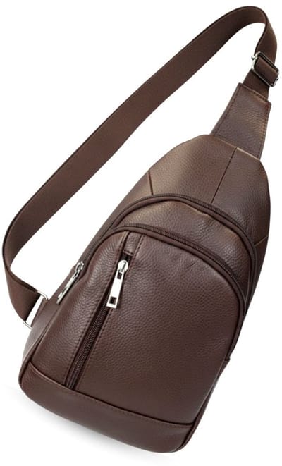 Leren crossbody tas heren bruin - Crossbodytas heren leer - Nektasje - Herentassen schuin - Rugzak schuine schouderband - Slingbag