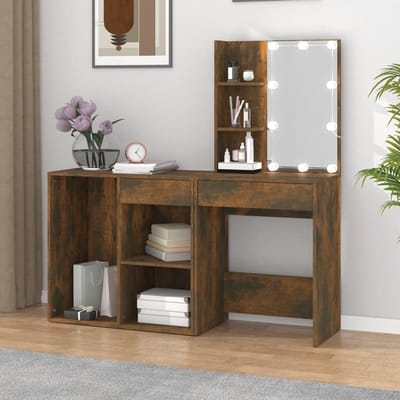Kaptafel met LED Spiegel - Make-up tafel Kapmeubel - Cosmetica Organiseren - Inclusief Wandbevestiging