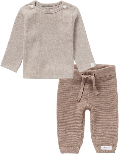 Noppies - Kledingset - 2 delig - Broek Grover Knit Taupe - Shirt natal - Maat 50