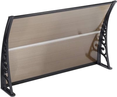 Voordeur Luifel - Regenbescherming Afdak - Bescherming tegen Weer - Winddicht Niveau 12 - 76x120x23 cm - Bruin Zwart