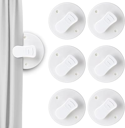 6 stuks - Douchegordijnclips - Haken - Clips - Badkamergordijnclips - Zelfklevend - Woondecoratie - Geschikt voor douches, kamperen en douchegordijnen - Wit