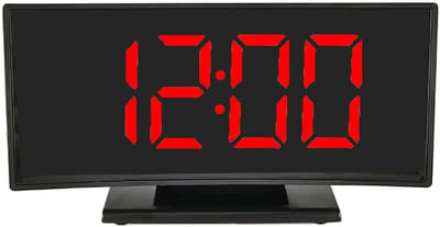 longziming -Grote LED Digitale Wekker – Rood Display – Moderne Gebogen Alarmklok – Digitale Klok voor Slaapkamer en Werkplek