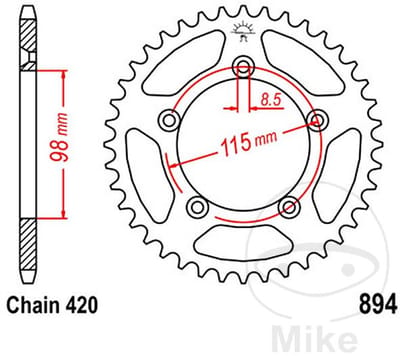 Jt Sprockets 420 Jtr894.48 Steel Achtertandwiel Zilver 48t