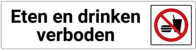 Eten en drinken verboden deurbordje met zelfklevende strip | Forex Re materiaal | 20 x 5 cm