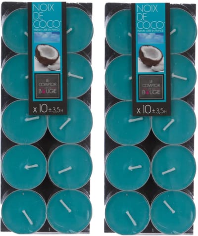 Atmosphera Geurtheelichtjes - 20x stuks - Coconut geur - was/paraffine - 3,5 branduur