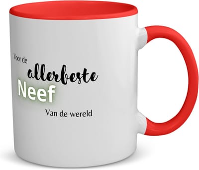 Akyol - voor de allerbeste neef van de wereld koffiemok - theemok - rood - Neef - de beste neef - verjaardagscadeau - verjaardag - cadeau - cadeautje voor neef - neef artikelen - kado - geschenk - gift - 350 ML inhoud