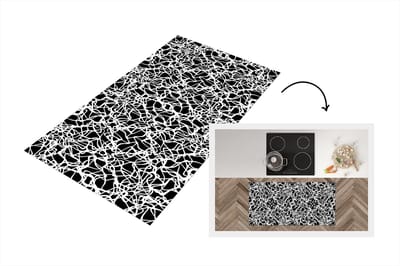 Keukenloper - Loper keuken - Patroon - Abstract - Zwart Wit - 120x60 cm - Keukenloper vinyl