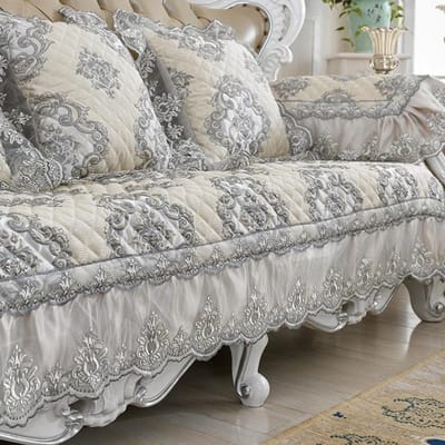 Housse de canapé luxueuse en jacquard Housse de canapé Coussin de canapé exquis Dentelle Pli Vertical Serviette de canapé antidérapante pour la maison 70x70cm