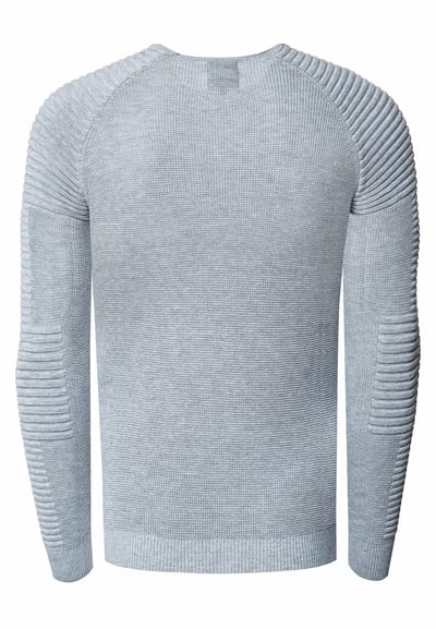 Slim fit fijngebreide biker trui met ronde hals
