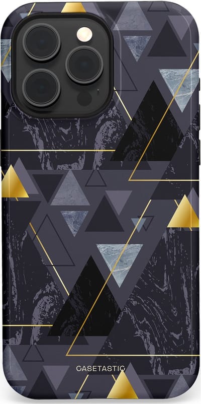 Casetastic hoesje geschikt voor Apple iPhone 15 Pro Max - MagSafe - Dubbellaagse bescherming - Zwart Goudpatroon - Fashion Case - Donkergrijs Grijs