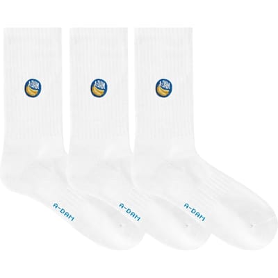 A-DAM  3-pack Crew Socks White Banana Sticker White Größe: 36-40 | Unterhosen Outlet | Unisex | Weiß
