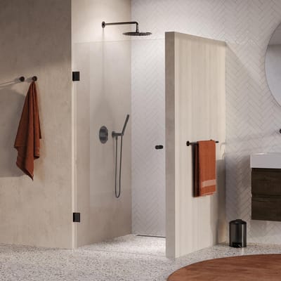 Brauer Void - Carving Nisdeur - Helder Glas - 100 x 200 cm - Omkeerbaar - incl. Glascoating - PVD Gunmetal Geborsteld