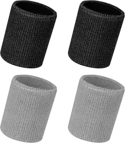 Set van 4 Zweetbanden voor Sport, Fitness en Gym - Comfortabele Katoenen Polsbanden voor Mannen en Vrouwen, Ideaal voor Basketball, Tennis en Training