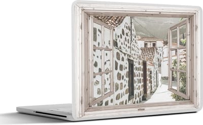 Laptop sticker - 13.3 inch - Doorkijk - Griekenland - Zomer - 31x22,5cm - Laptopstickers - Laptop skin - Cover