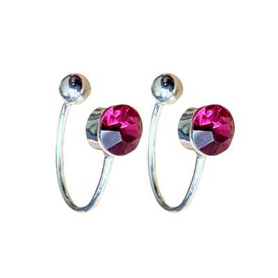 Klem oorbellen- hard roze- zilverkleur-geen gaatje-Charme bijoux