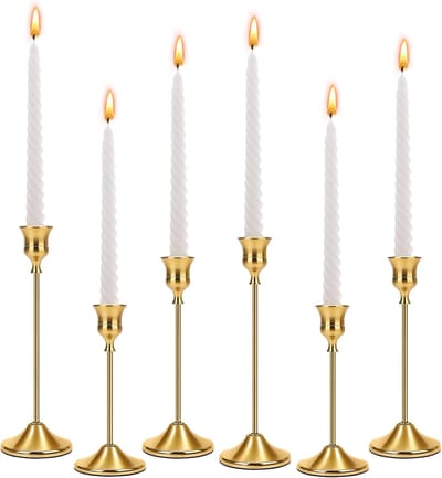 Kaarshouders in 3 Verschillende Hoogtes, Gouden Kandelaars voor Kerstmis, Feest, Huwelijk, Coming of Age Ceremonië, Verjaardagsfeesten