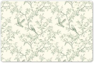 Placemats 45x30 cm - Placemat kunststof - 1 stuk - Klassiek - Vogels - Groen - Borden onderleggers - Decoratie voor op tafel - Keuken tafeldecoratie accessoires - Vinyl onderlegger - Tafelversiering