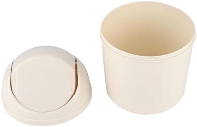 Mini prullenbak - Afvalmand deksel - Bureau opruimen - Compact formaat - 2.1 liter - Wit