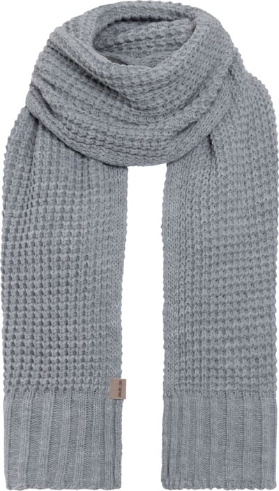 Knit Factory Robin Gebreide Sjaal Dames & Heren - Warme Wintersjaal - Grof gebreid - Langwerpige sjaal - Wollen sjaal - Heren sjaal - Dames sjaal - Unisex - Licht Grijs - 200x40 cm