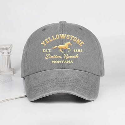 Yellowstone Paardenprint Gewassen Baseballpet Lichtgewicht, Ademend, Verstelbaar Unisex Casual Kleding & Kamperen Yellowstone Fan Cadeau gray
