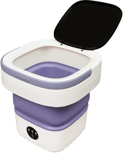 Draagbare mini-wasmachine, opvouwbare wasmachine voor camping en reizen, 12 liter wasmachine met afdruipmand