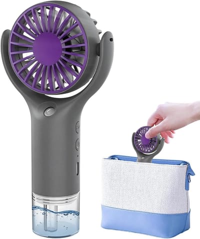 Draagbare Ventilator Verstuiver - Mini Cooler Spray - Buiten Koelen - Hydrateert Huid - 16.5 cm - Grijs