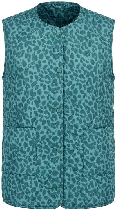 Studio Untold - Dames - Doorgestikt mouwloos vest oversized model luipaard - Matgroen - Maat 42+