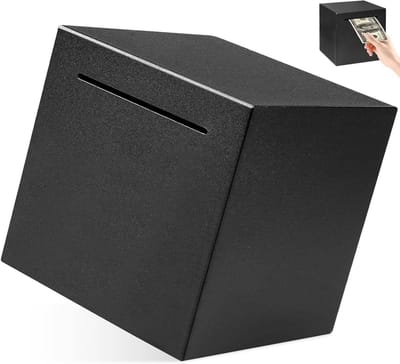 Spaarpot Metaal - Geldkistje Munten - Geld Bewaren - Niet Te Openen - 12x12 cm - Zwart
