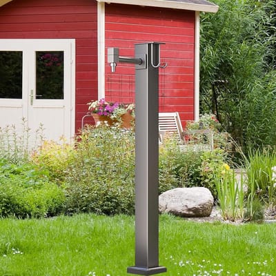 Buitenwaterzuil - Kraanpaal Gazon - Tuin Irrigatie - Vorstbestendig Ontwerp - 80 cm Hoog - Zilverkleur