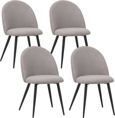 Albatros Eetkamerstoelen - Capo Eetkamerstoelen met Stoffen Bekleding, eetkamerstoelen set van 4, Grijs - Stijlvol Vintage Ontwerp, stoffen bekleding, SGS-getest Gestoffeerde Stoel - Moderne Keukenstoel, Eetkamerstoel