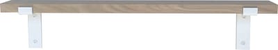 GoudmetHout® Wandplank Industrieel - 50 x 10 cm Muurplank - Eiken Hout - Decoratie Wandrek & Boekenrek - Hangplank Keuken - Wall Shelf + 2 Mat Witte Plankdragers van Staal