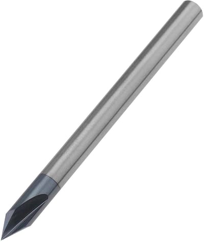 Dailygoody - 60 Graden Afschuining Frees - 3 Fluiten - Wolfraamcarbide - 4 mm Schachtdiameter - V Groove Router Bit - Ideaal voor Belettering en B...